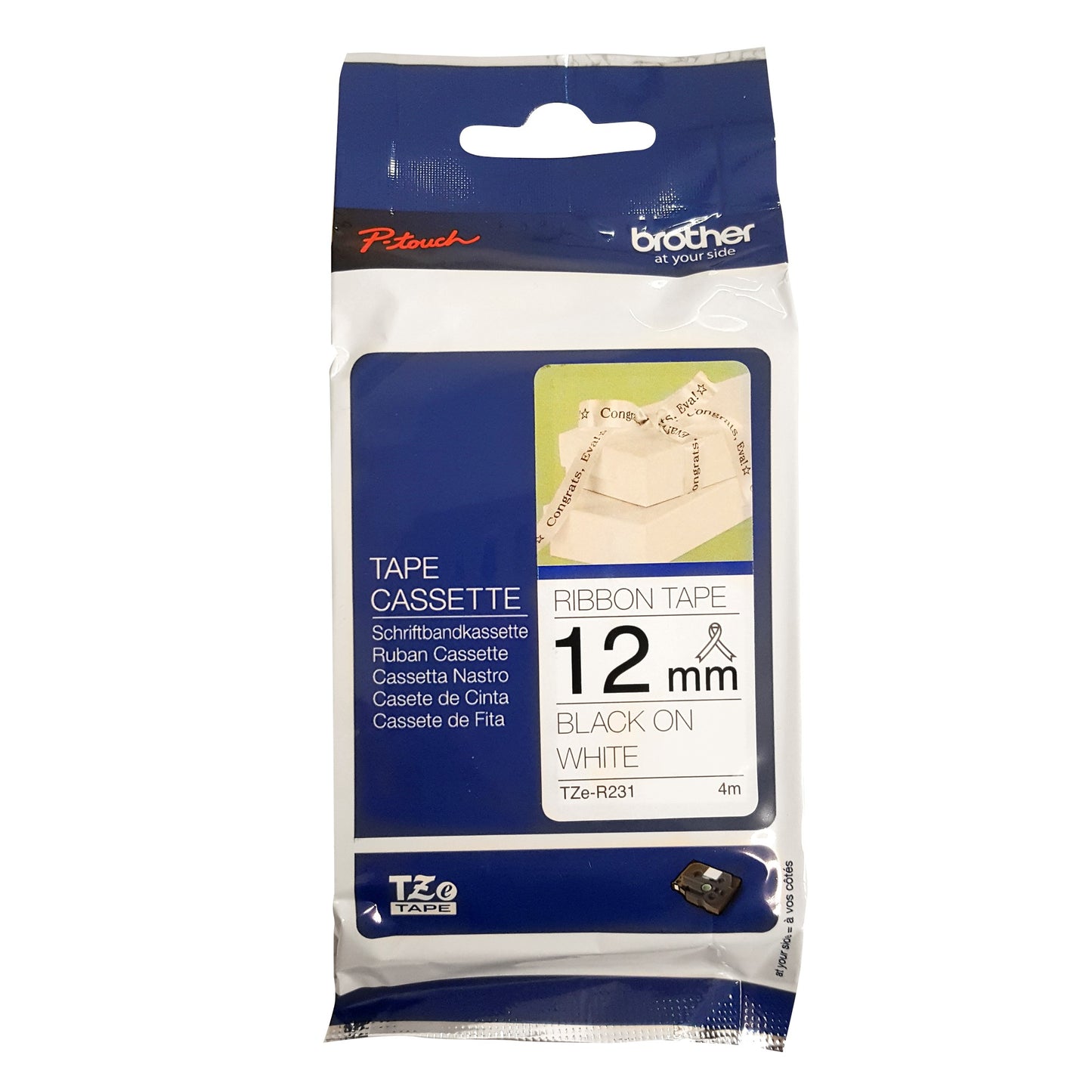 Brother 12mm x 4m Ribbon Tape Cassette