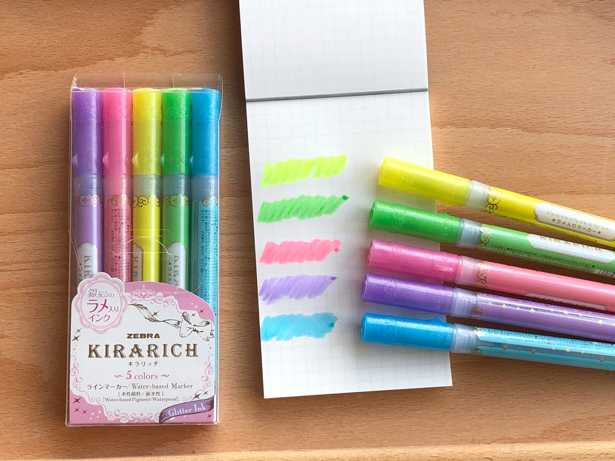 Zebra Kirarich Glitter Highlighters (Pack of 5)