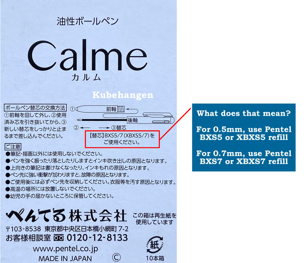 Pentel Calme 0.7mm 3-Colour Silent Ballpoint Pen