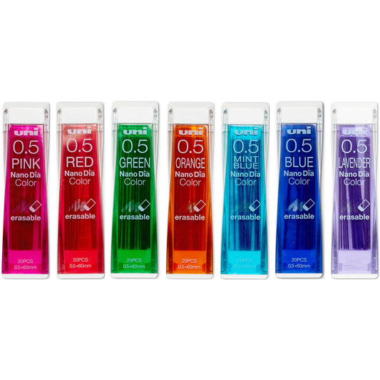 Uni Nano Dia Color 0.5mm Erasable Refill Leads (Pack of 7)