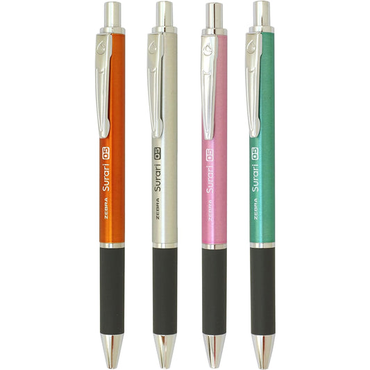 Zebra Surari 300 Emulsion Black Ink 0.5mm Ballpoint Pens (Pack of 4)