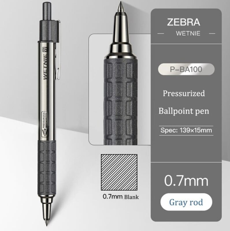 Zebra WETNIE Pressurized Mechanism 0.7mm Oil-based Black Ink Ballpoint Pen