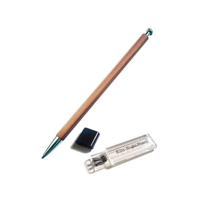 Kita-Boshi 2.0mm Wooden Barrel Clutch Pencil, with Lead Sharpener, B