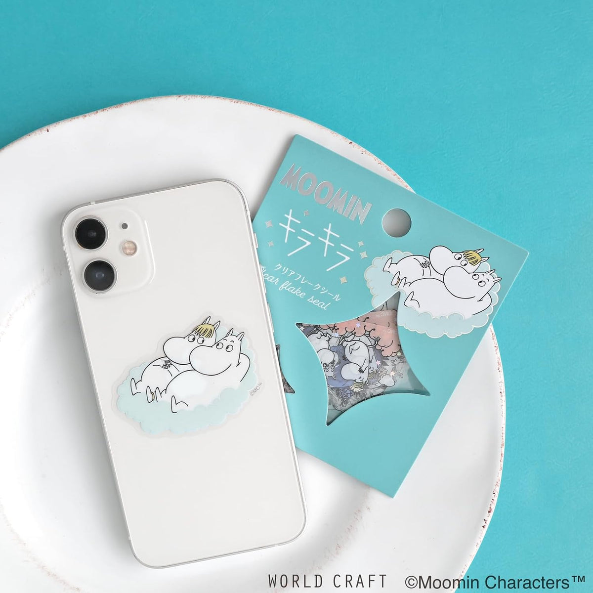 World Craft Moomin Characters Sparkling Clear Flake Stickers,10 Designs, 30pcs