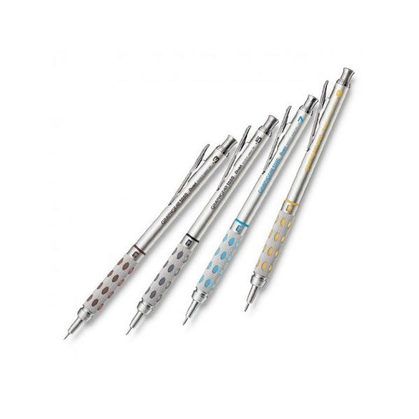 Pentel GRAPHGEAR 1000 0.3mm, 0.5mm, 0.7mm, 0.9mm Mechanical Pencil Set (Pack of 4)