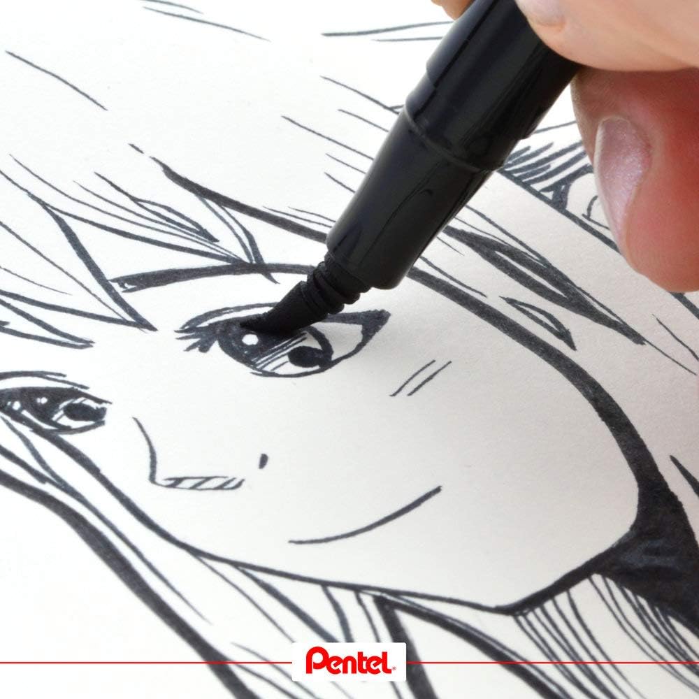 Pentel Fudemoji Twin Tip Brush Pen (Hard and Soft Tip)