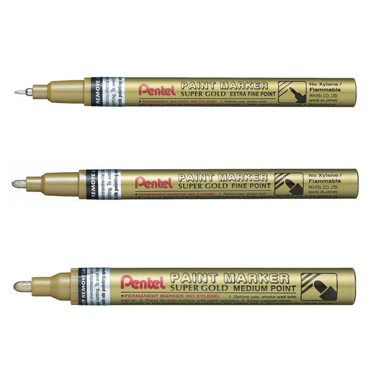 Pentel Metallic Medium, Fine and Extra Fine Point Paint Markers (Pack of 3)