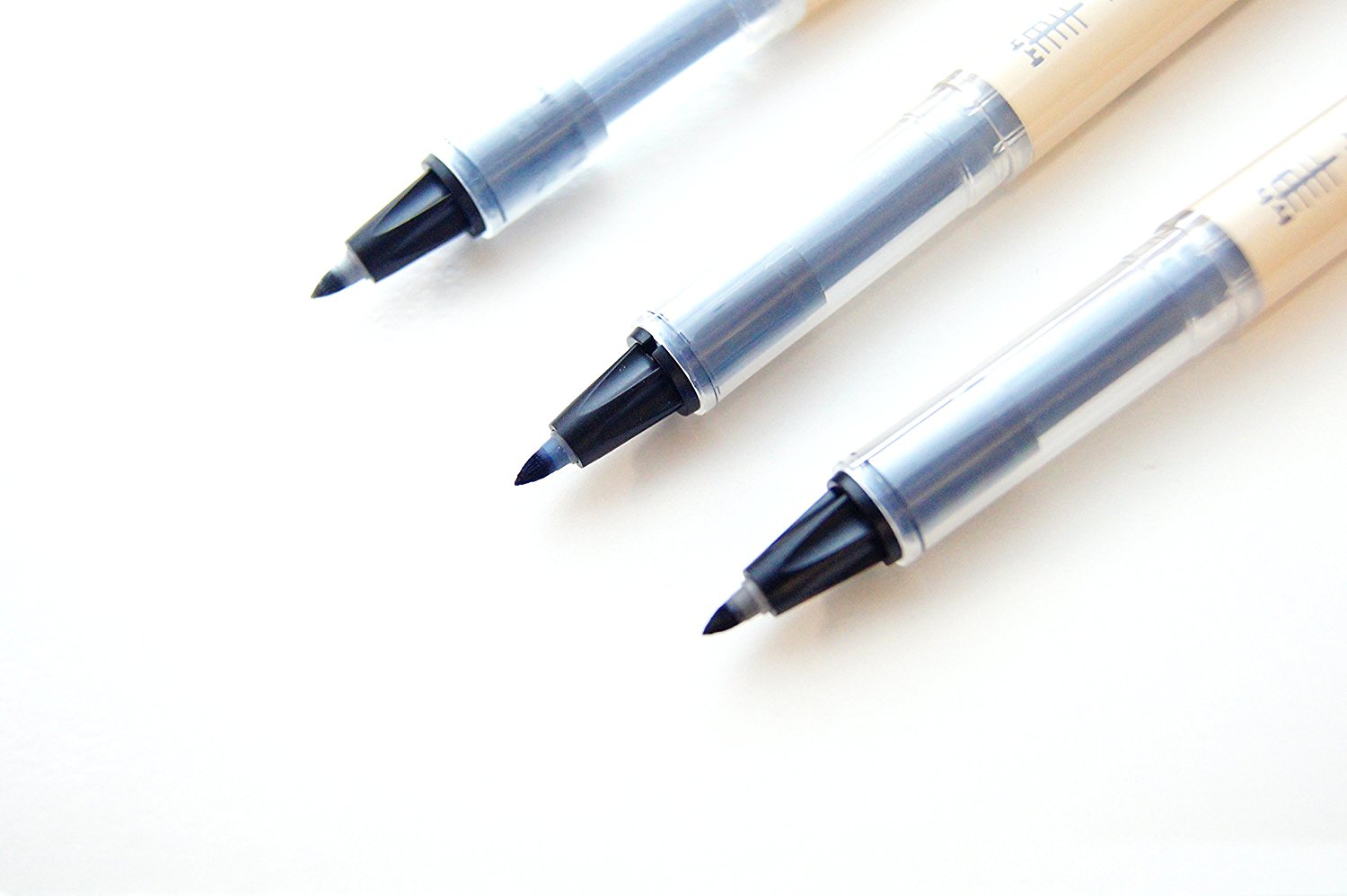 Pilot Fudemakase Black, Blue Black, Gray Fine Point Brush Pens (Pack of 3)