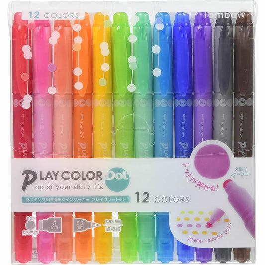 Tombow PLAY COLOR Dot Double Sided Drawing Pens 12-Color Set