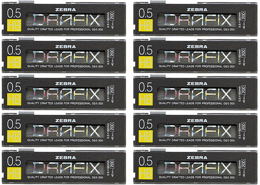Zebra DRAFIX 0.5mm HB Refill Leads (10 tubes)