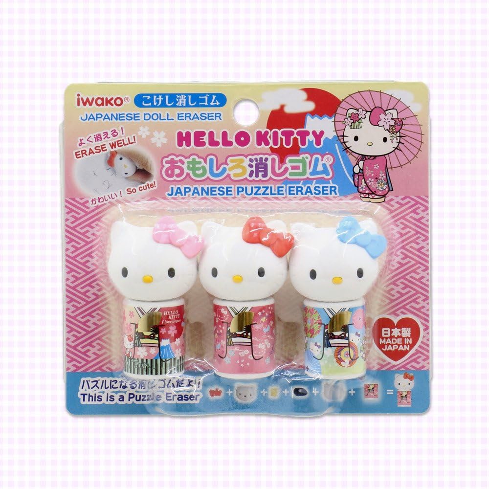 Iwako Figure Style Puzzle Erasers (Pack of 3), nonPVC, Lead Free