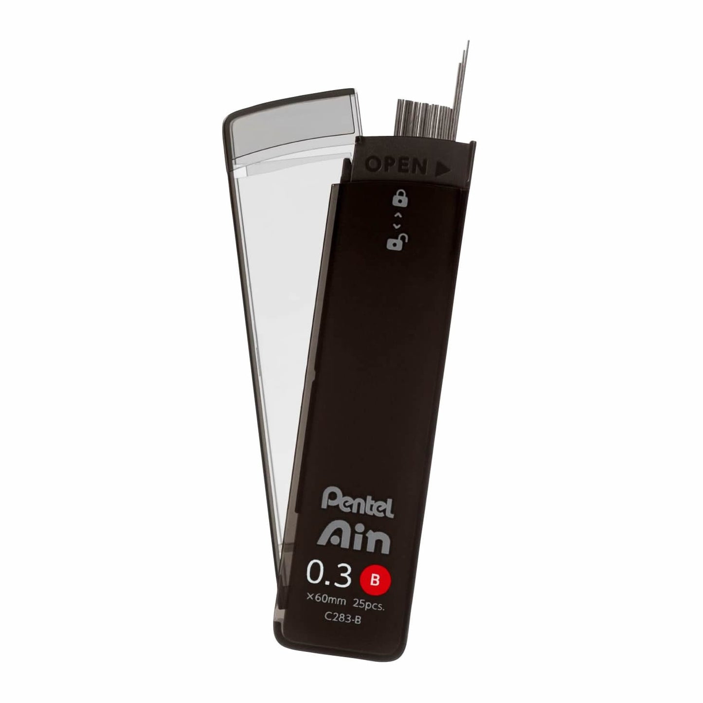 Pentel Ain -B 0.3mm Refill Leads (25 leads per tube)