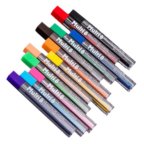 Pentel Multi 8 Assorted Colours 2.0mm Pencil Refill Leads (Pack of 14)