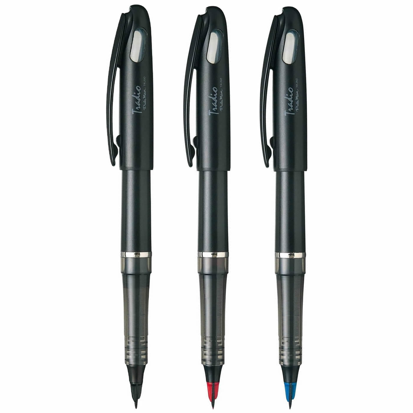 Pentel Tradio Pulaman Black, Blue, Red Refillable Fountain Pens (Pack of 3)