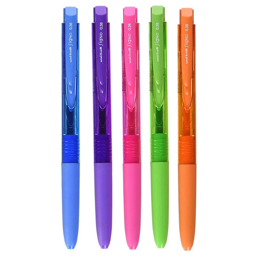Uni SigNo RT1 0.38mm Assorted Gel Ink Ballpoint Pens (Pack of 5)