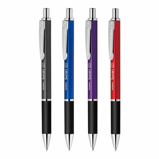 Zebra Surari 300 Emulsion Black Ink 0.7mm Ballpoint Pens (Pack of 4)