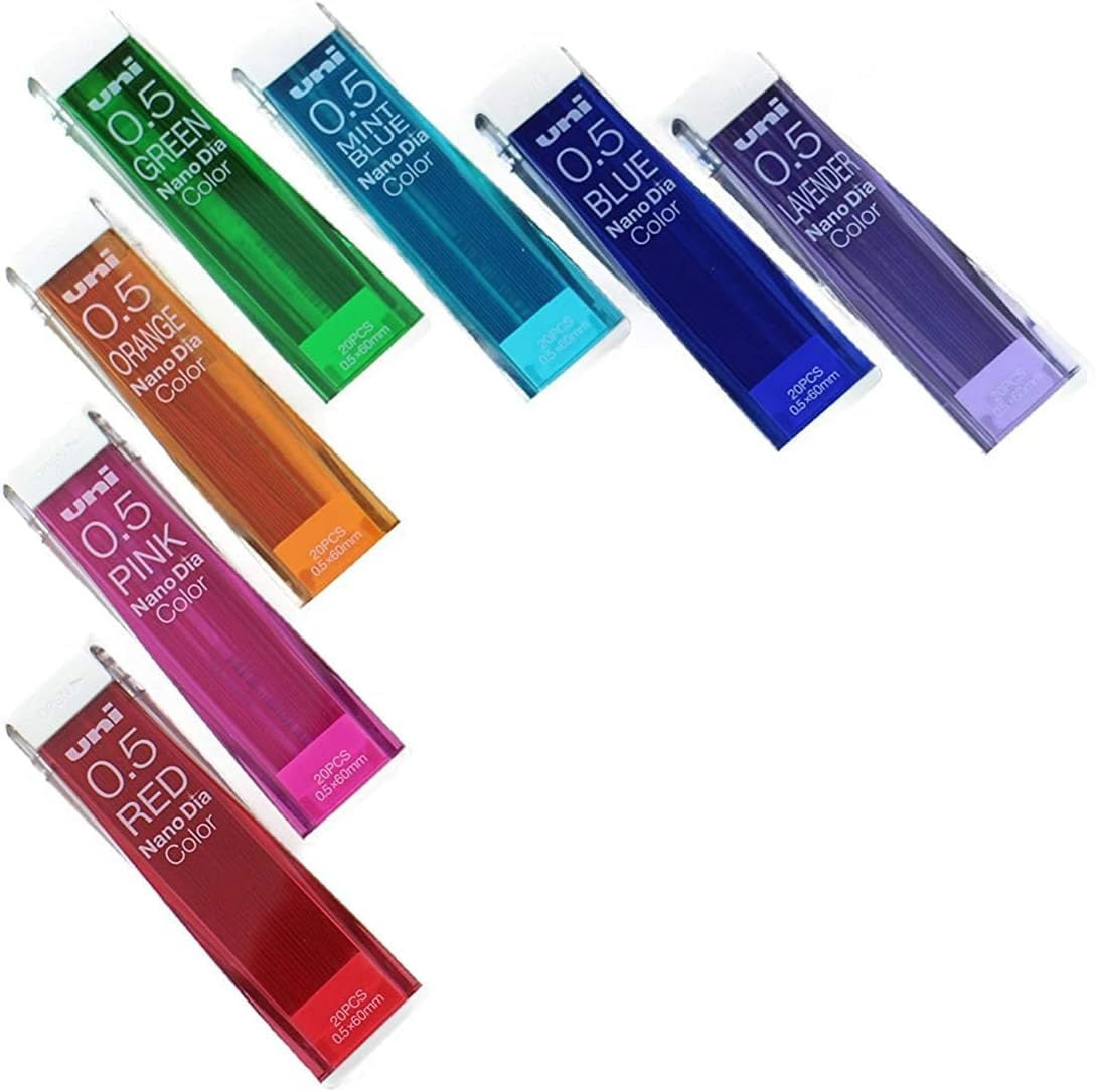 Uni Nano Dia Color 0.5mm Erasable Refill Leads (Pack of 7)