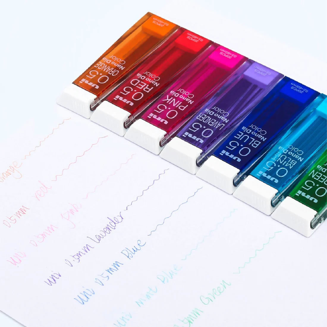 Uni Nano Dia Color 0.5mm Erasable Refill Leads (Pack of 7)