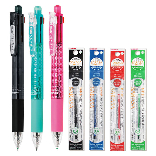 Zebra SARASA multi 4+1 0.4mm Multifunctional Pen 3X + 4 Colors Refills