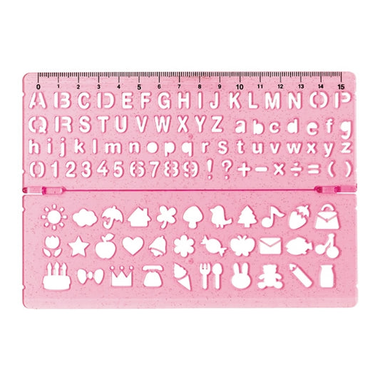 Kutsuwa STAD 15cm Ruler with Alphabets,Numbers,Shapes,Symbols Drawing Templates