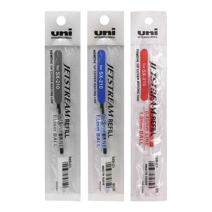 Uni Jetstream Black, Blue, Red 1.0mm Ballpoint Pen Refills (Pack of 3)