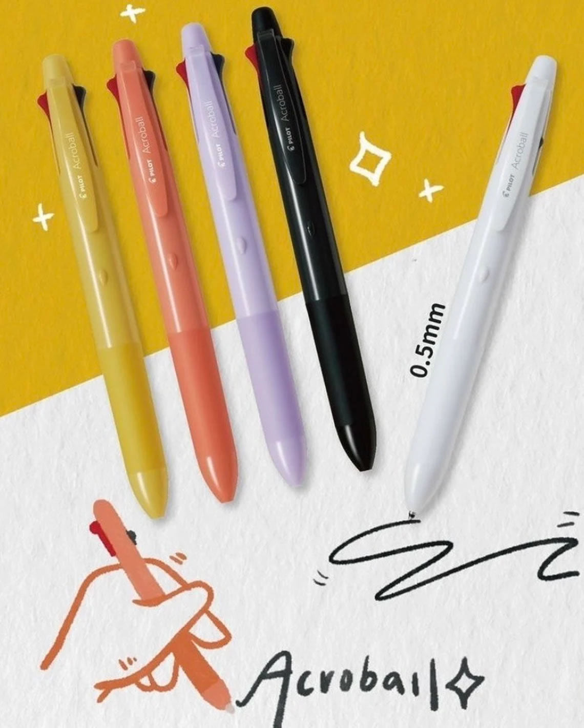 Pilot Acroball 4+1 0.5mm Multifunctional Pens (Pack of 5)