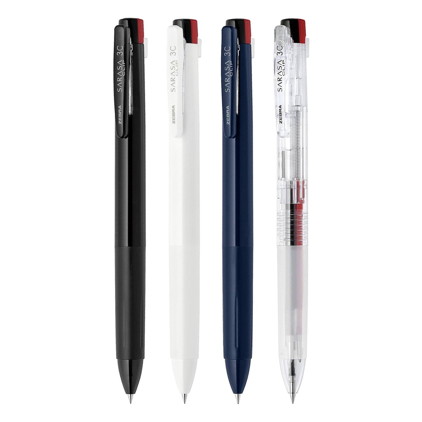 Zebra SARASA CLIP 3C 0.5mm 3-Colour Gel Ink Rollerball Pens (Pack of 4)