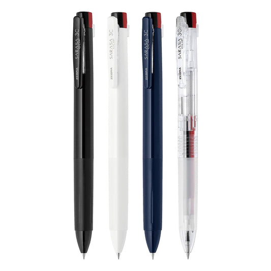 Zebra SARASA CLIP 3C 0.5mm 3-Colour Gel Ink Rollerball Pens (Pack of 4)