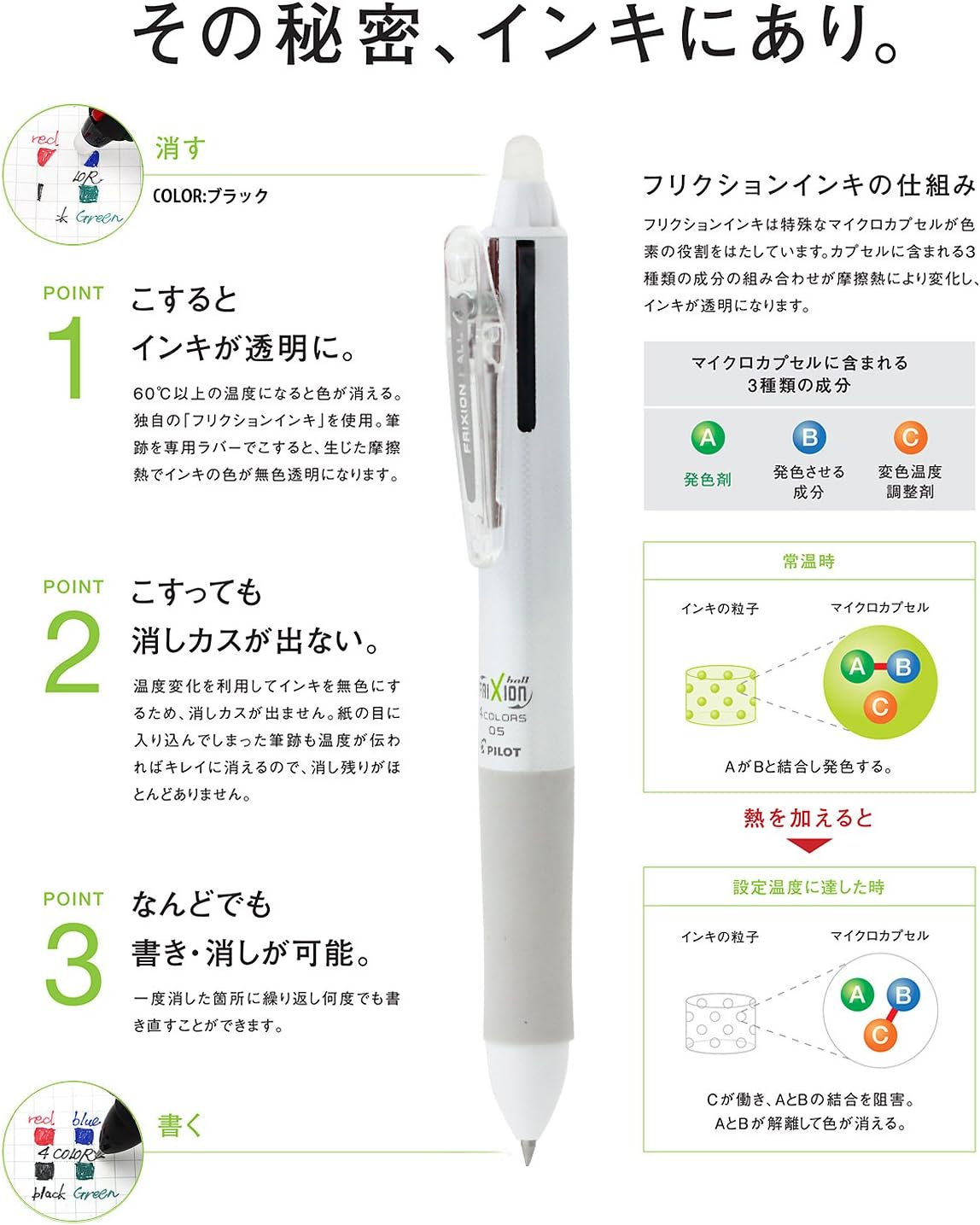 Pilot FRIXION BALL 4 Erasable 0.5mm 4-Colour Ballpoint Pen