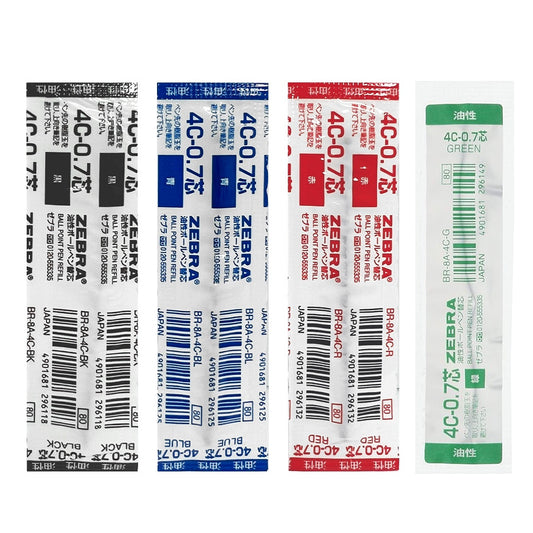 Zebra 4C-0.7 Black, Blue, Red , Greeen 0.7mm Refills (Pack of 4)