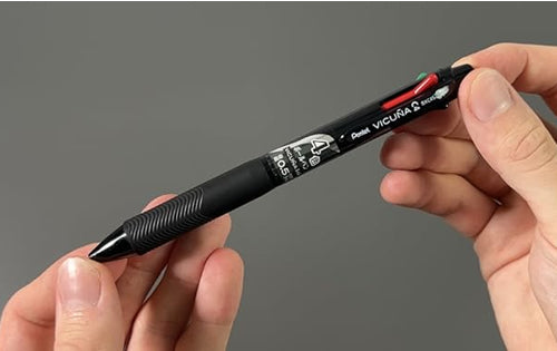 Pentel VICUNA 0.5mm Black, Blue, Red, Green 4-Colour Ballpoint Pens (Pack of 3)