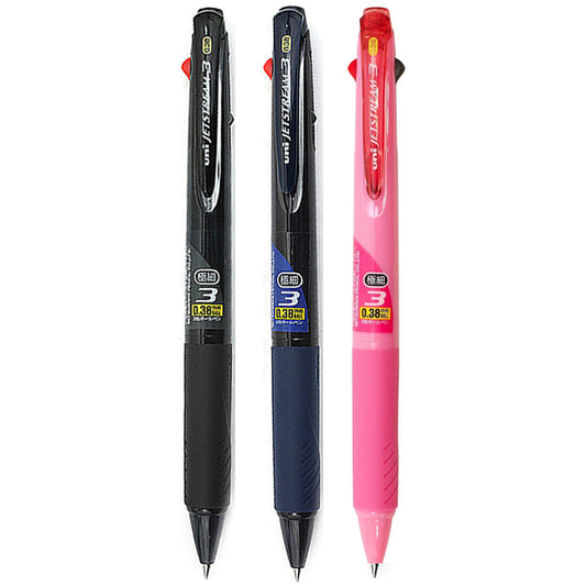 Uni Jetstream 3 0.38mm 3-Colour Black, Blue, Red Ink Ballpoint Pens (Pack of 3)