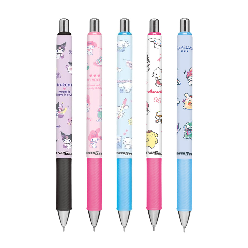 Kamio Japan Sanrio EnerGel 0.5mm Retractable Black Ink Gel Pens (Pack of 5)