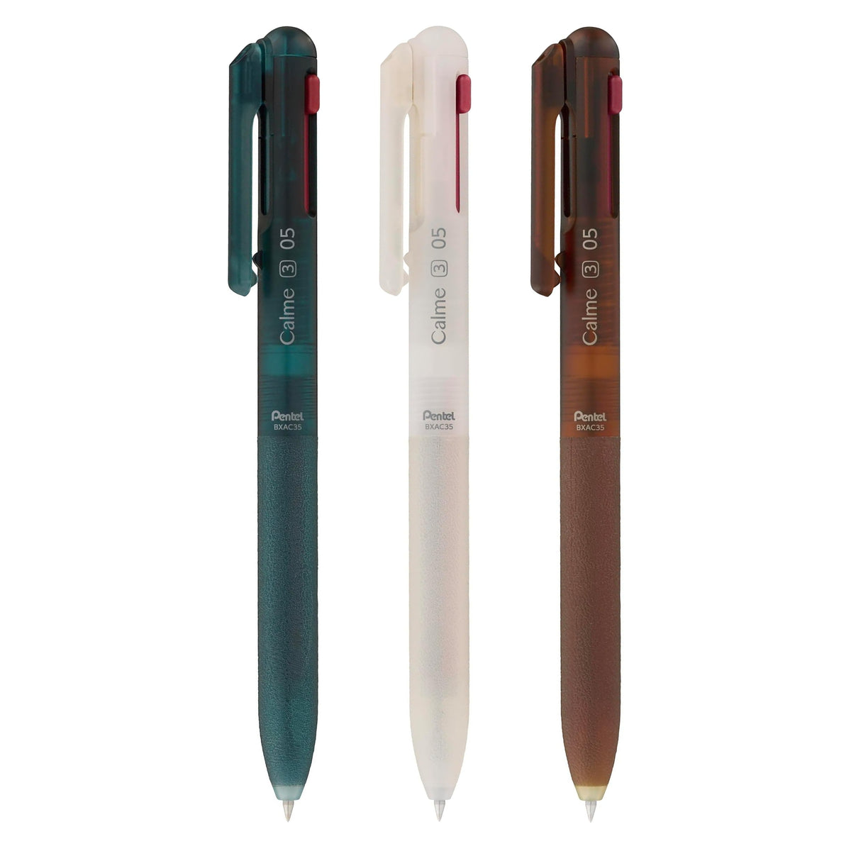 Pentel Calme Relaxed Frost Series 0.5mm 3-Colour Ballpoint Pens (Pack of 3)