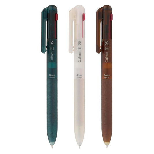 Pentel Calme Relaxed Frost Series 0.5mm 3-Colour Ballpoint Pens (Pack of 3)