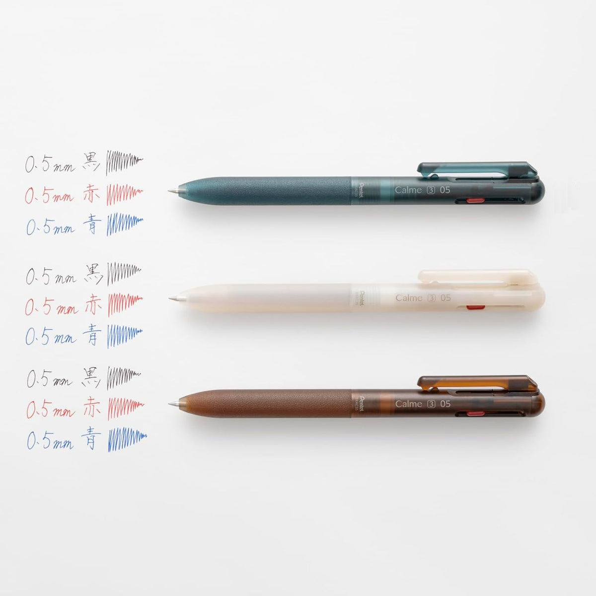 Pentel Calme Relaxed Frost Series 0.5mm 3-Colour Ballpoint Pens (Pack of 3)