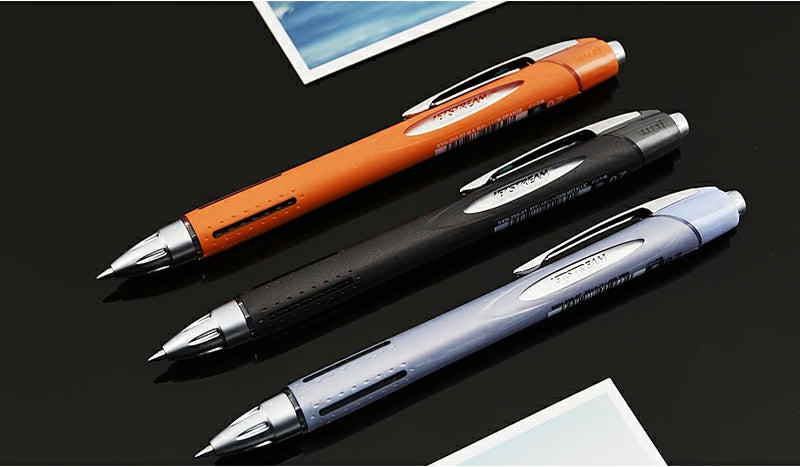 Uni JETSTREAM Rubber Body 0.7mm Black Ink Ballpoint Pens (Pack of 3)