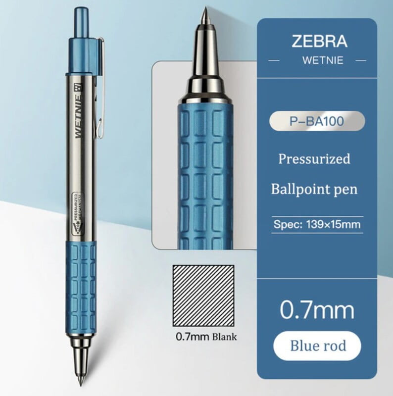 Zebra WETNIE Pressurized Mechanism 0.7mm Oil-based Black Ink Ballpoint Pen