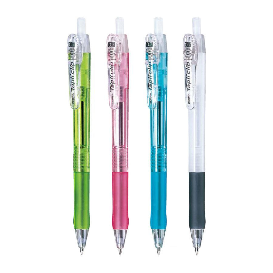 Zebra Tapli Clip 0.7mm Oil-Based Black Ink Ballpoint Pens (Pack of 4)
