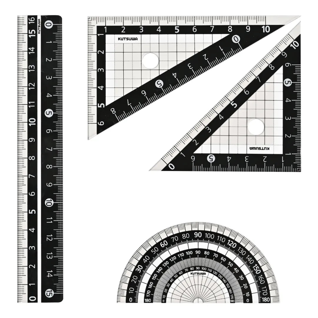 Kutsuwa STAD Arithmetic Rulers, Protractor Set (with Case)