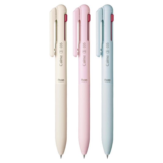 Pentel Calme 0.35mm 3-Colour Silent Ballpoint Pens (Pack of 3)