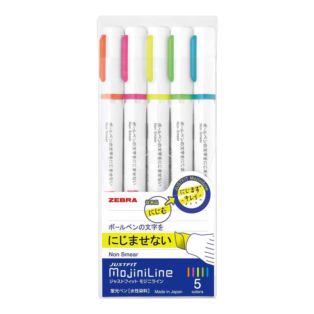 Zebra JUSTFIT MojiniLine 5-Colour Highlighter Set
