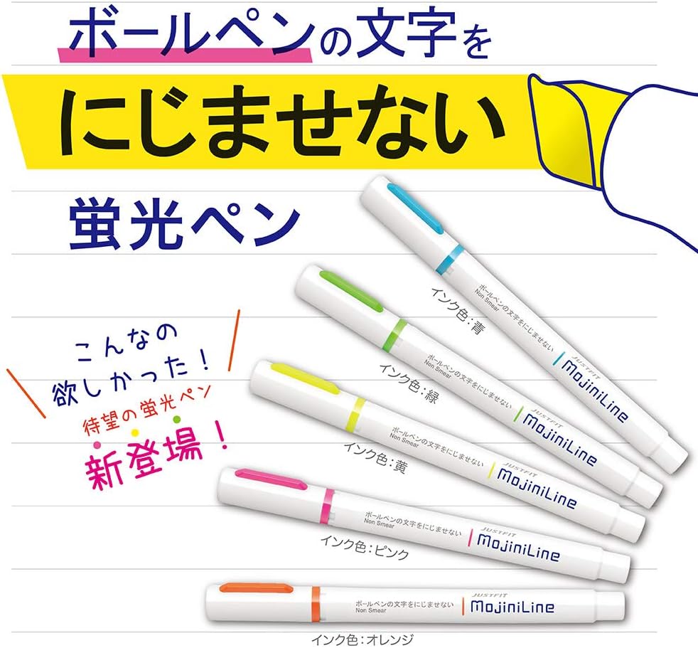 Zebra JUSTFIT MojiniLine 5-Colour Highlighter Set
