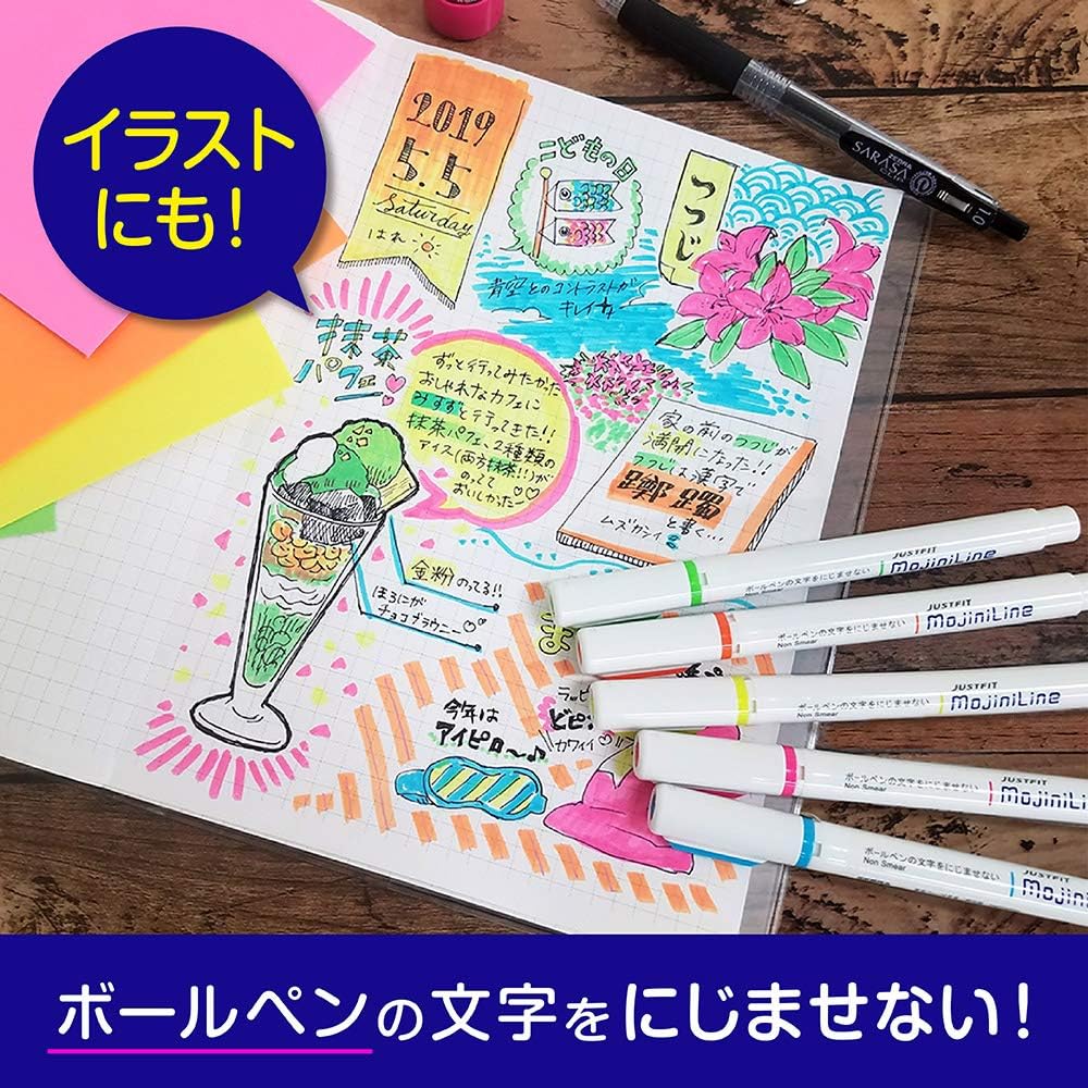 Zebra JUSTFIT MojiniLine 5-Colour Highlighter Set
