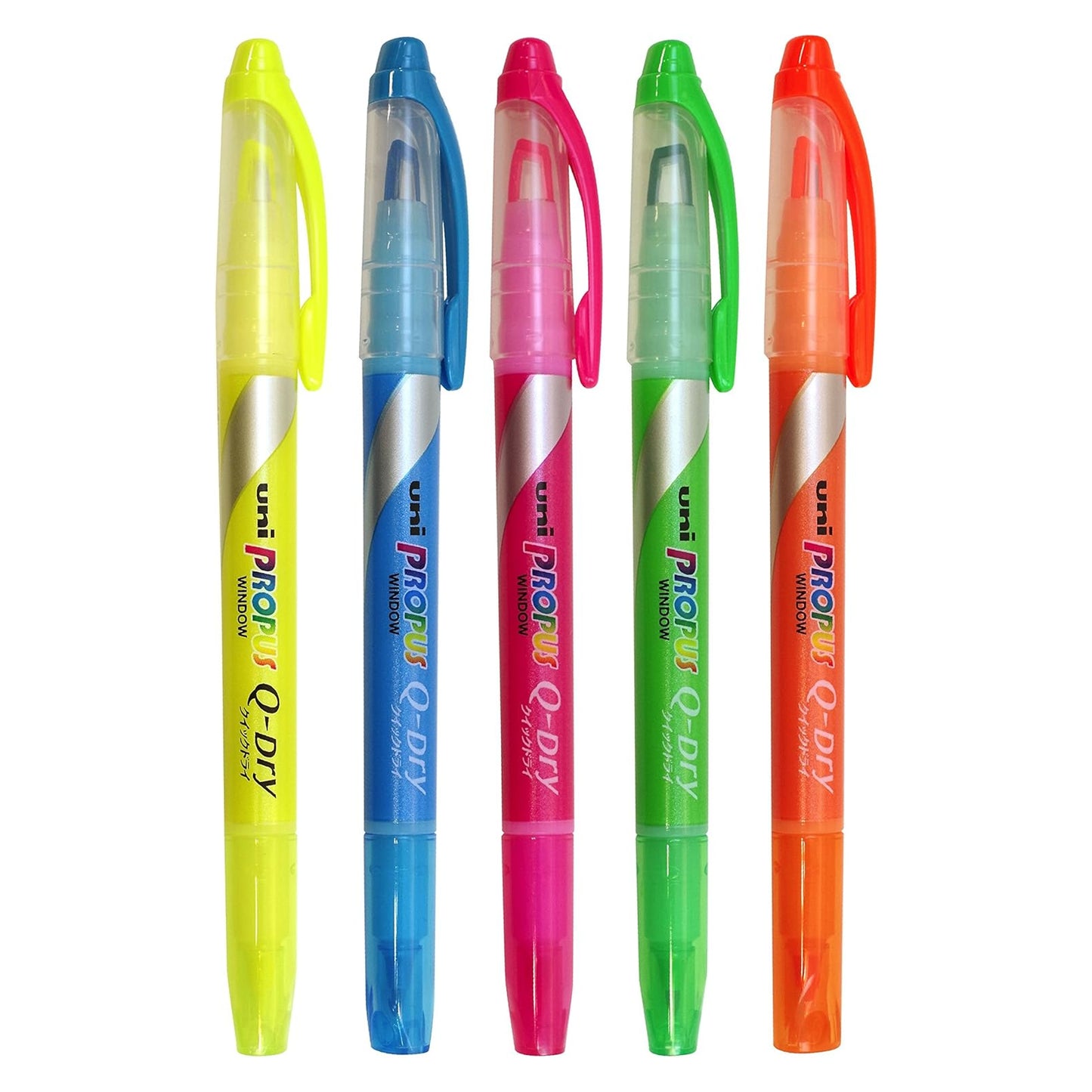 Uni Propus Window Quick Dry Twin Tip 5-Colour Highlighter Set