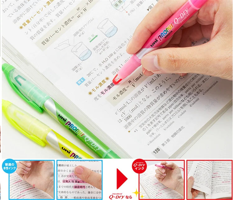Uni Propus Window Quick Dry Twin Tip 5-Colour Highlighter Set
