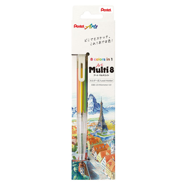 Pentel Art Multi 8 2.0mm 8-Colour Refillable Lead Holder Pencil