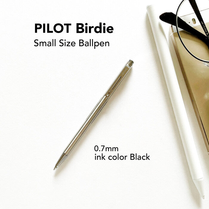 Pilot Birdie 0.7mm Mini Stainless Steel Body Black Ink Ballpoint Pen