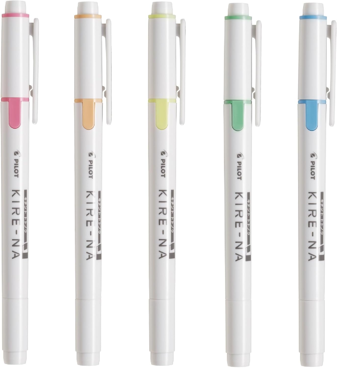 Pilot KIRE-NA Twin Tip Quick-drying Pigment Ink Highlighters (Pack of 5)