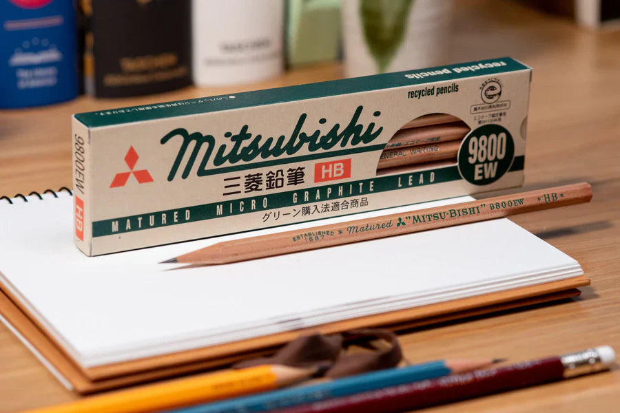 Uni 9800EW Hexagon Axis Mitsubishi Recycled Pencils (Pack of 12)